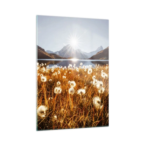 Billede på glas - Hårdhed af sten, blødhed af græs - 50x70 cm