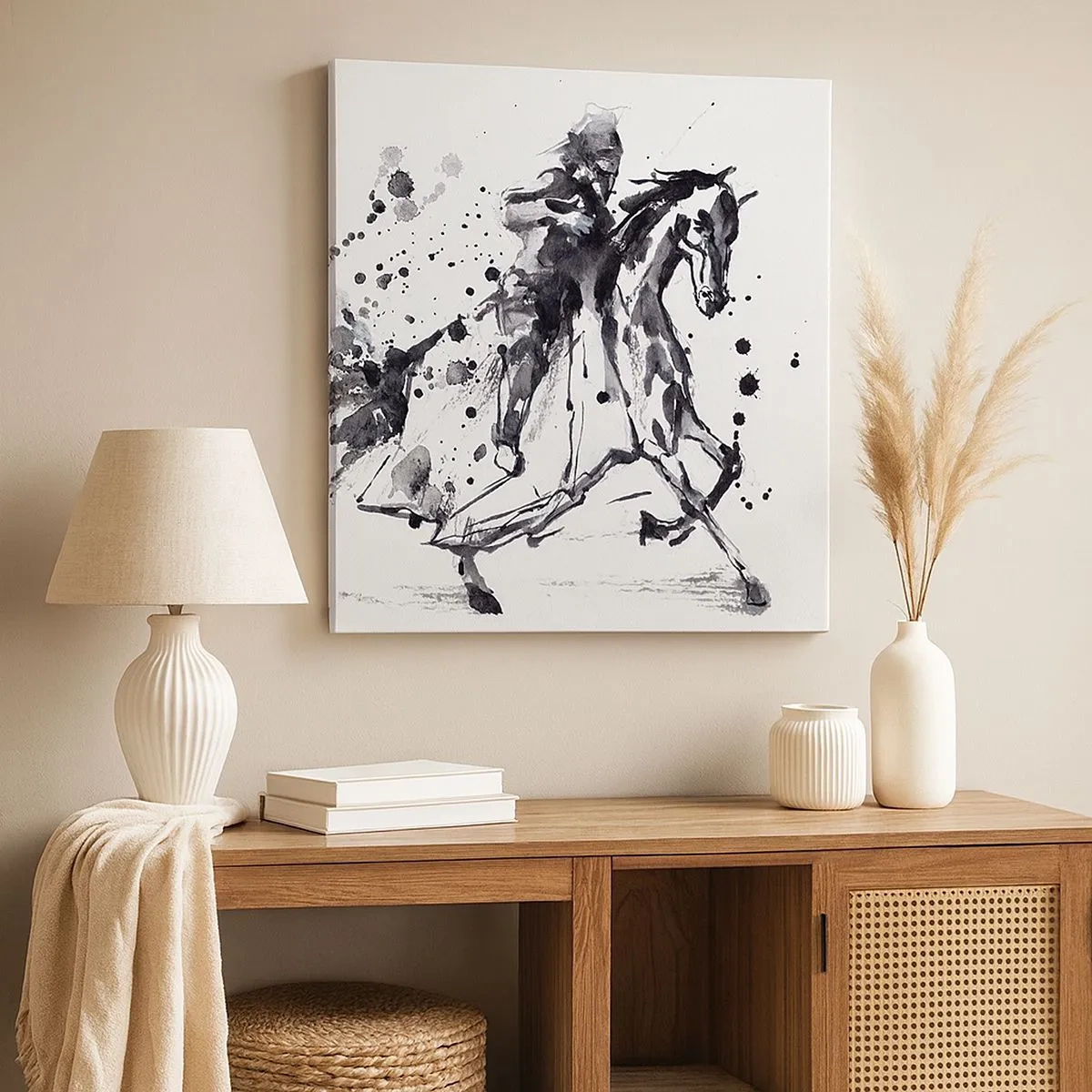 Lærredstryk - Billede på lærred - Sort ridder - 30x30 cm