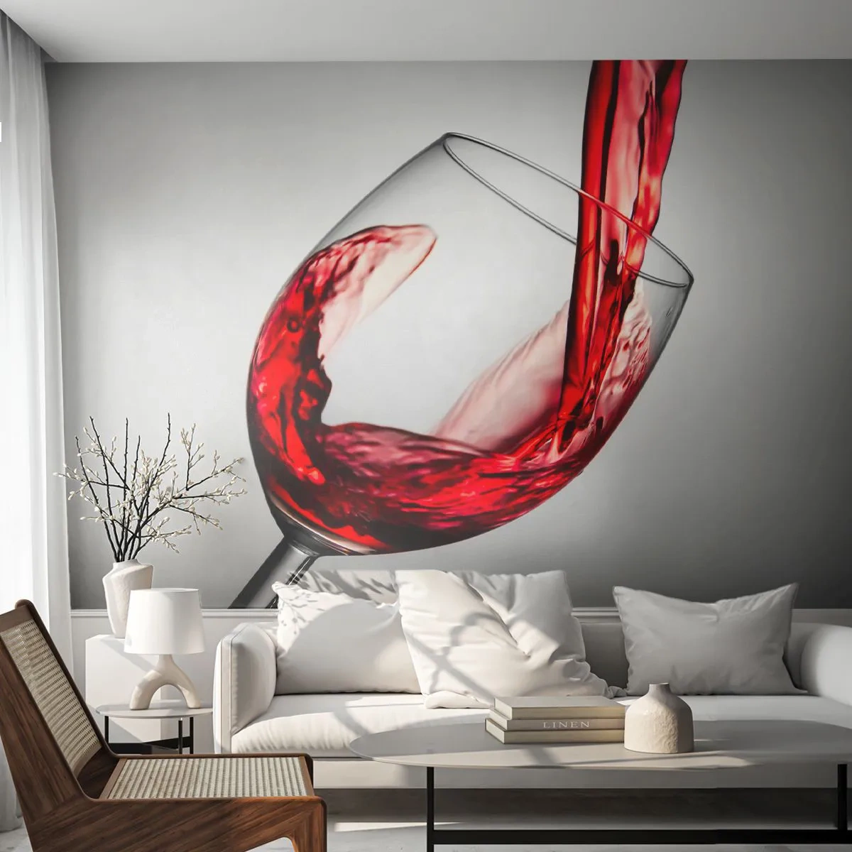 Fototapet Selvklæbende Deluxe Sticker - Farve - bevægelse - lyd - Vinglas, rødvin, Gastronomi - 100x70 cm
