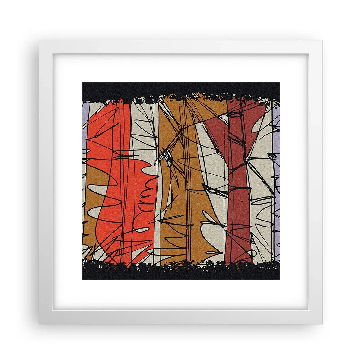 Plakat i hvid ramme - Spontan komposition - 30x30 cm