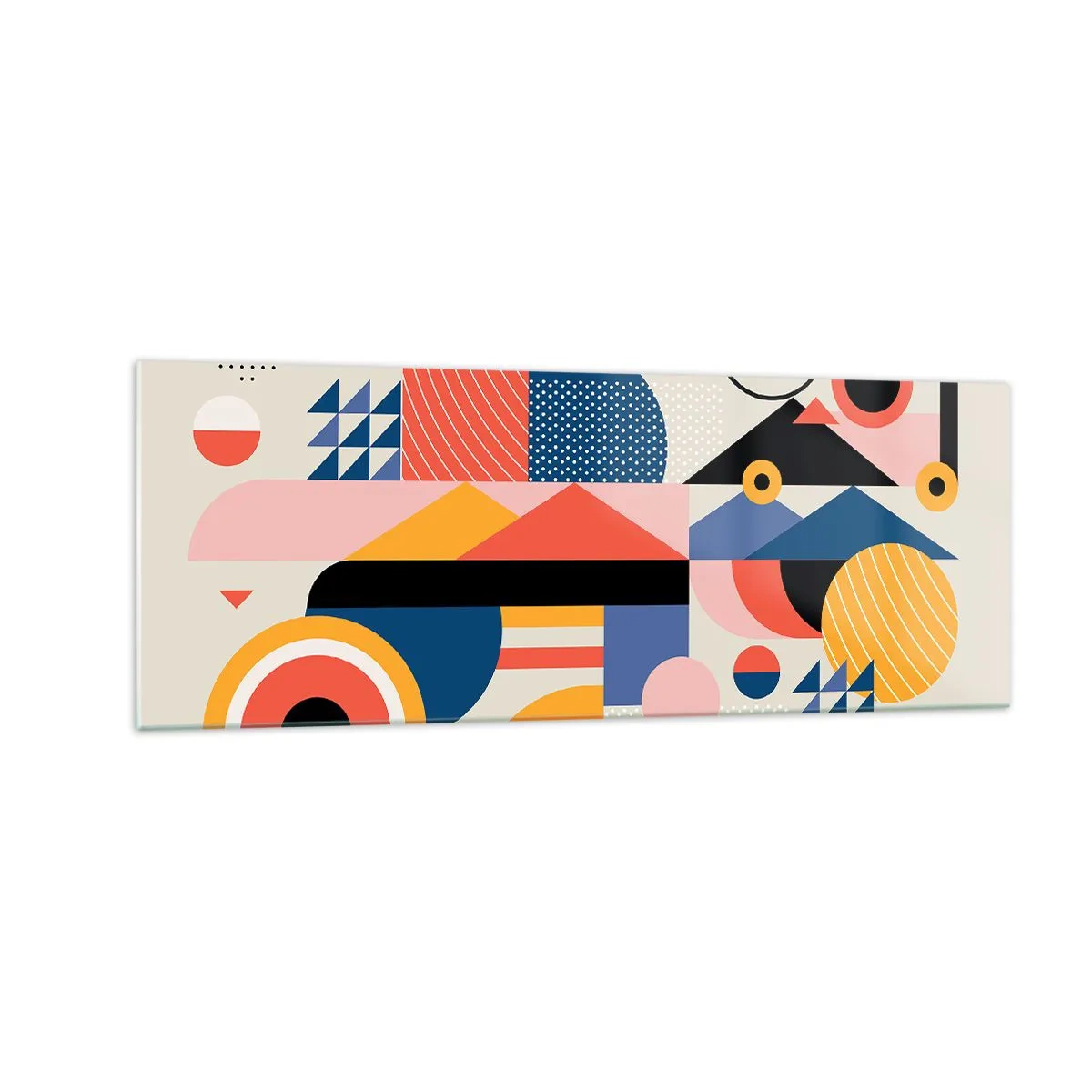 Billede på glas - Komposition: Leg - 140x50 cm