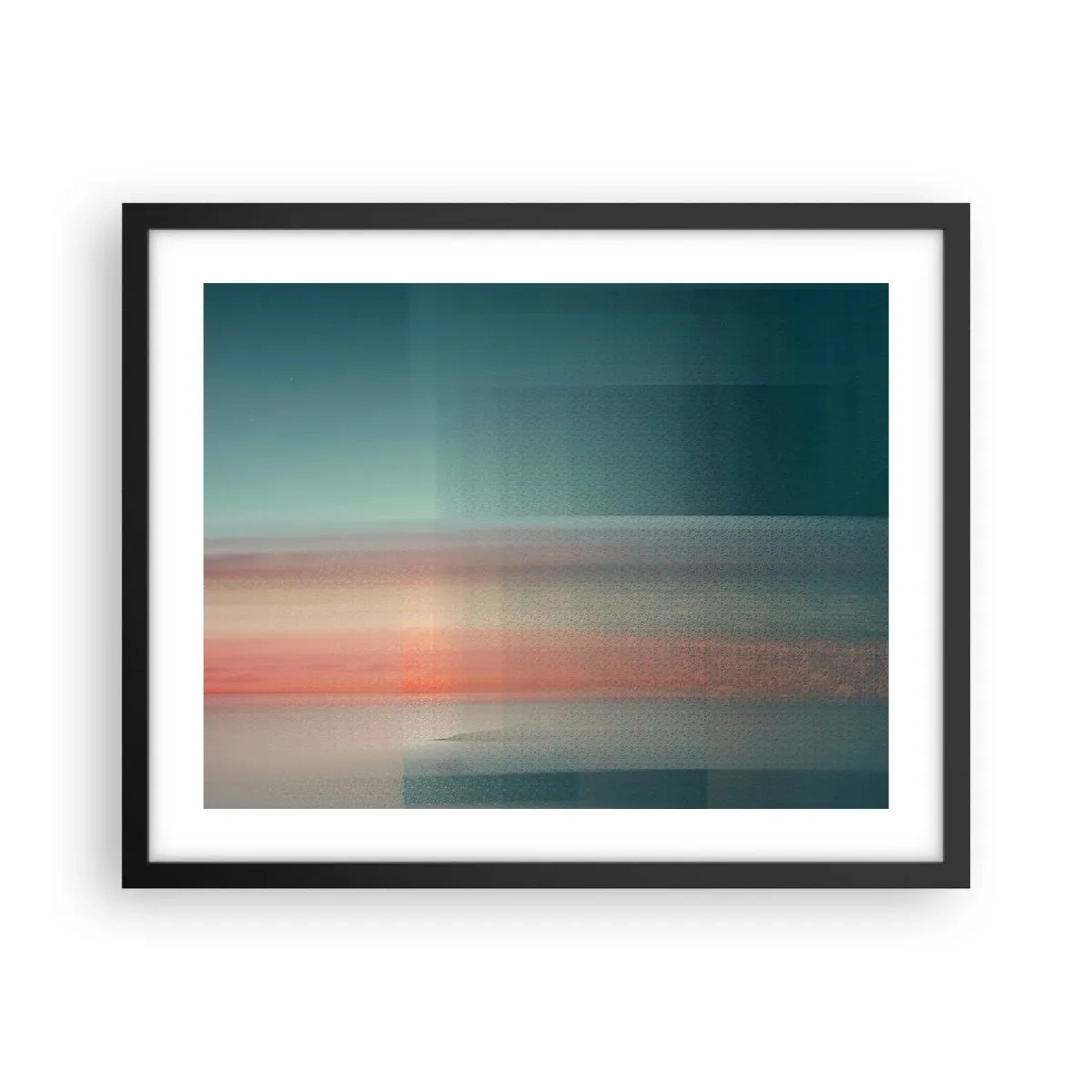 Plakat i sort ramme - Abstraktion: bølger af lys - 50x40 cm