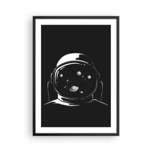 Plakat i sort ramme - Astronaut med rummet spejlet i sin hjelm - 50x70cm - Flot udsigt - Moderne vægdekoration til stue og soveværelse ARTTOR