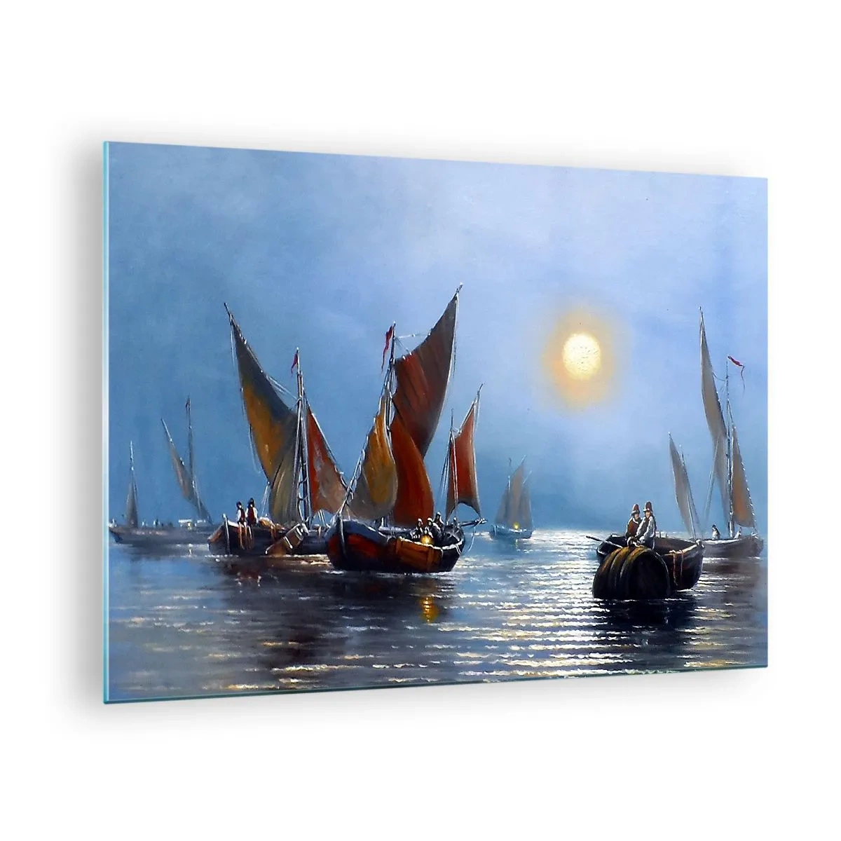 Billede på glas - Natfiskeri - 70x50cm - Natfiskeri - Moderne vægdekoration til stue og soveværelse ARTTOR