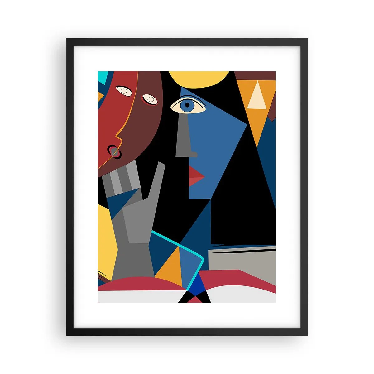 Plakat i sort ramme - Kubistisk samtale - 40x50 cm