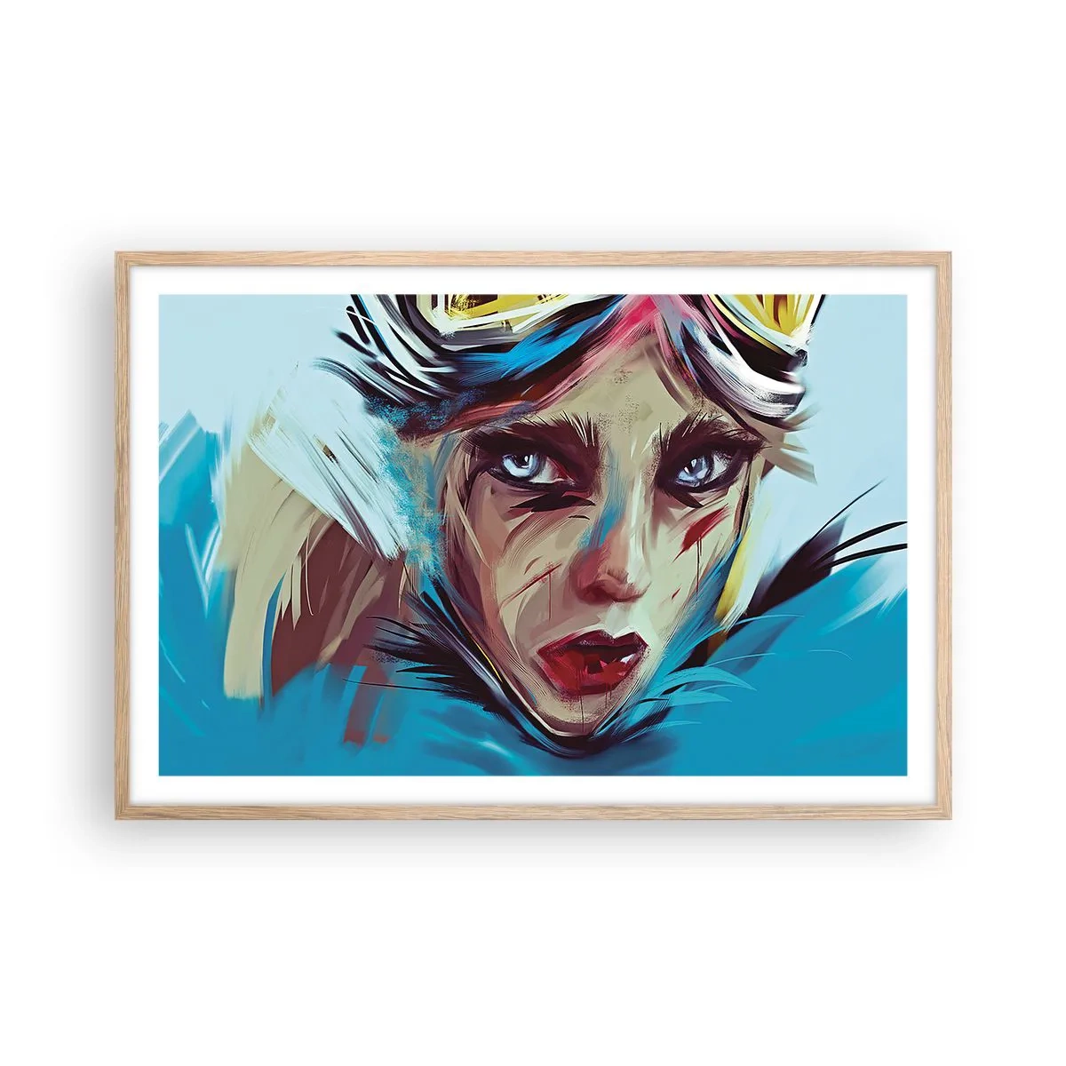 Plakat i ramme af lyst egetræ - Vejkriger - 91x61 cm