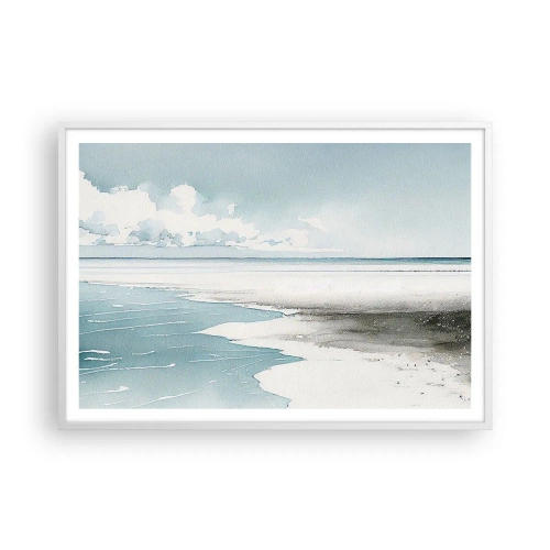 Plakat i hvid ramme - Blidt tidevand - 100x70 cm