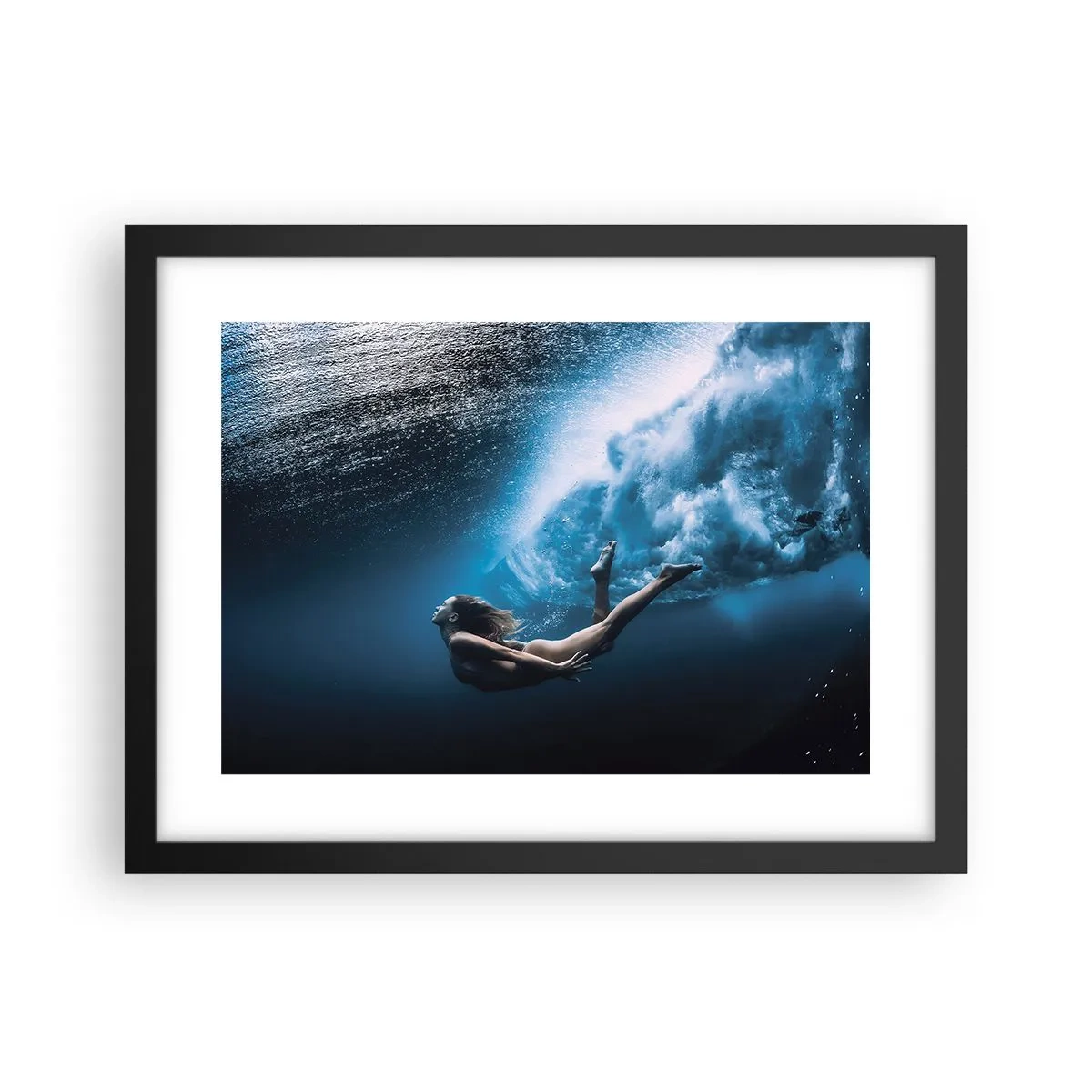 Plakat i sort ramme - Den moderne havfrue - 40x30 cm
