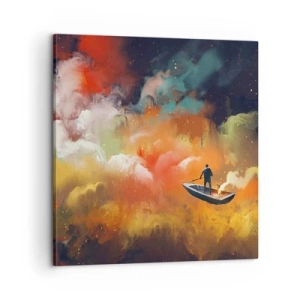 Lærredstryk - Billede på lærred - Med båd gennem galaksen - 60x60 cm