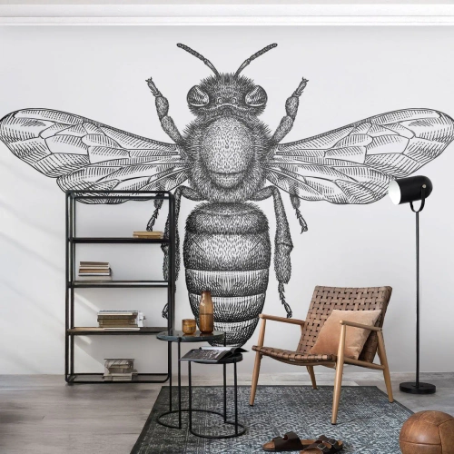 Fototapet Selvklæbende Deluxe Sticker - Portræt af et insekt - Bi, Insekt, Minimalistisk - 450x315 cm