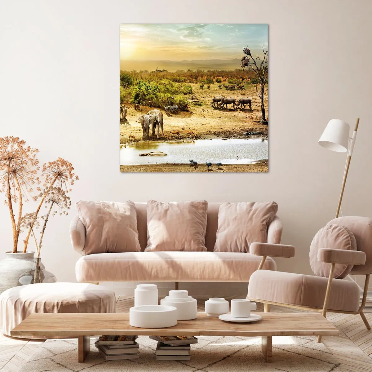 Lærredstryk - Billede på lærred - "Og ud af Eden flød en flod...". - 60x60 cm