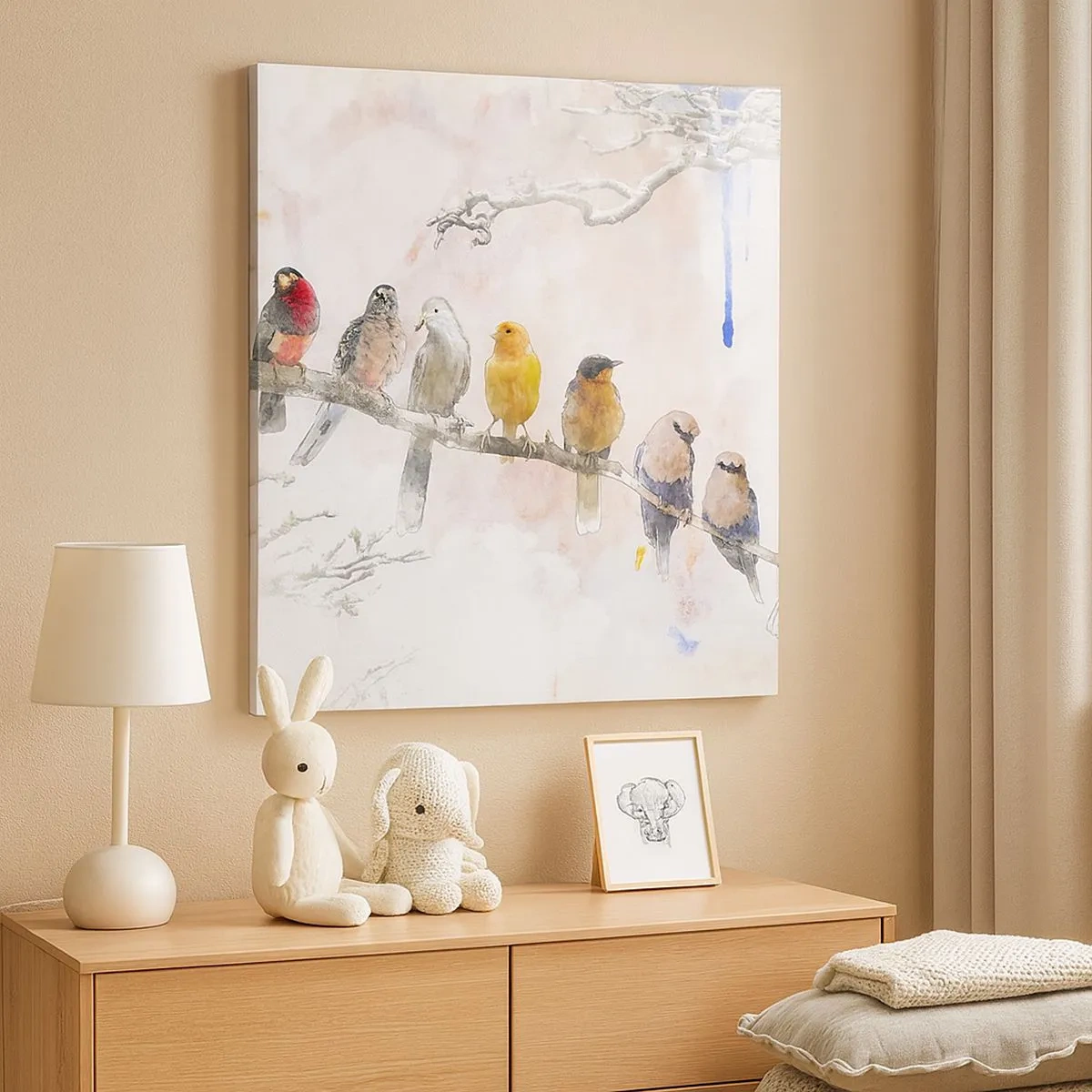 Lærredstryk - Billede på lærred - Møde med vinger - 30x30 cm