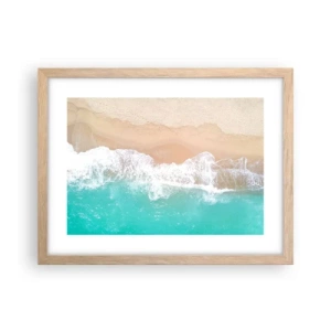 Plakat i ramme af lyst egetræ - Kærlig berøring - 40x30 cm