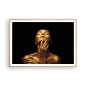 Plakat i ramme af lyst egetræ - Som gylden silke - 100x70 cm