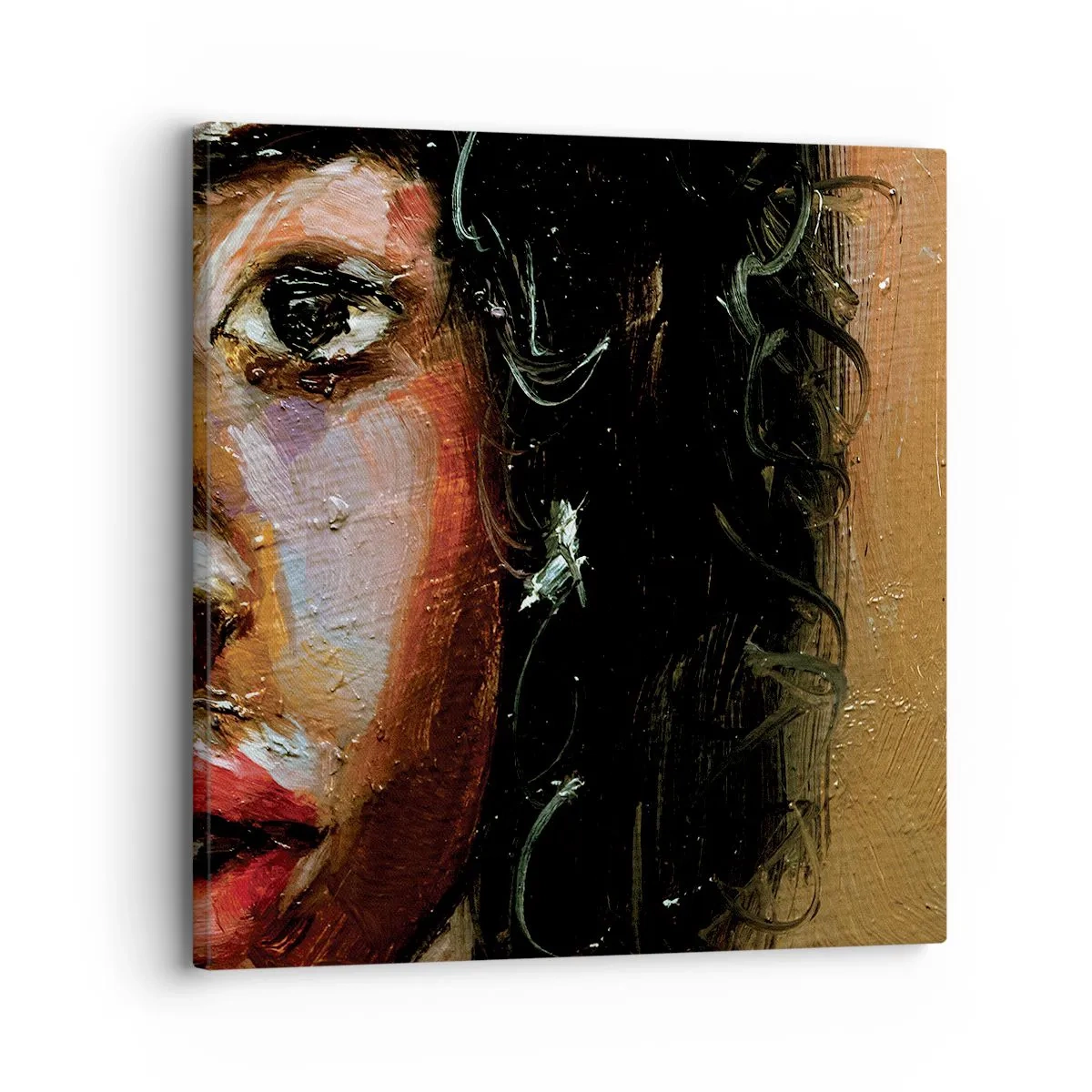 Lærredstryk - Billede på lærred - Sort og glitter - 30x30 cm