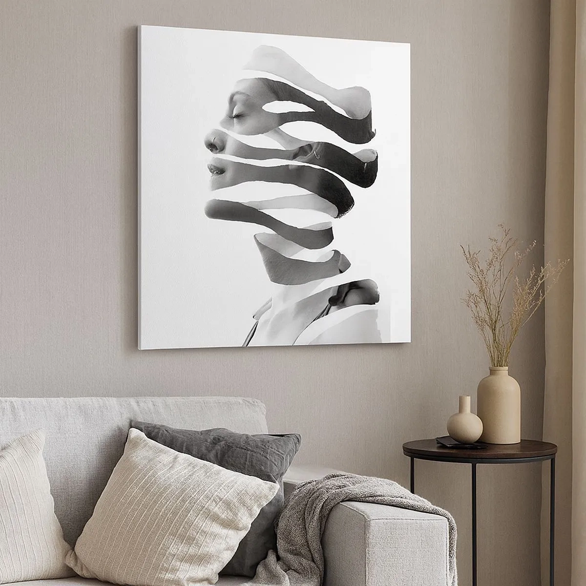 Lærredstryk - Billede på lærred - Et surrealistisk portræt - 30x30 cm