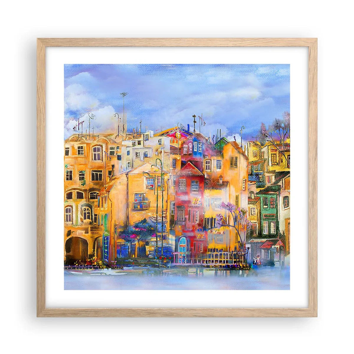 Plakat i ramme af lyst egetræ - Vi er sammen - 50x50 cm