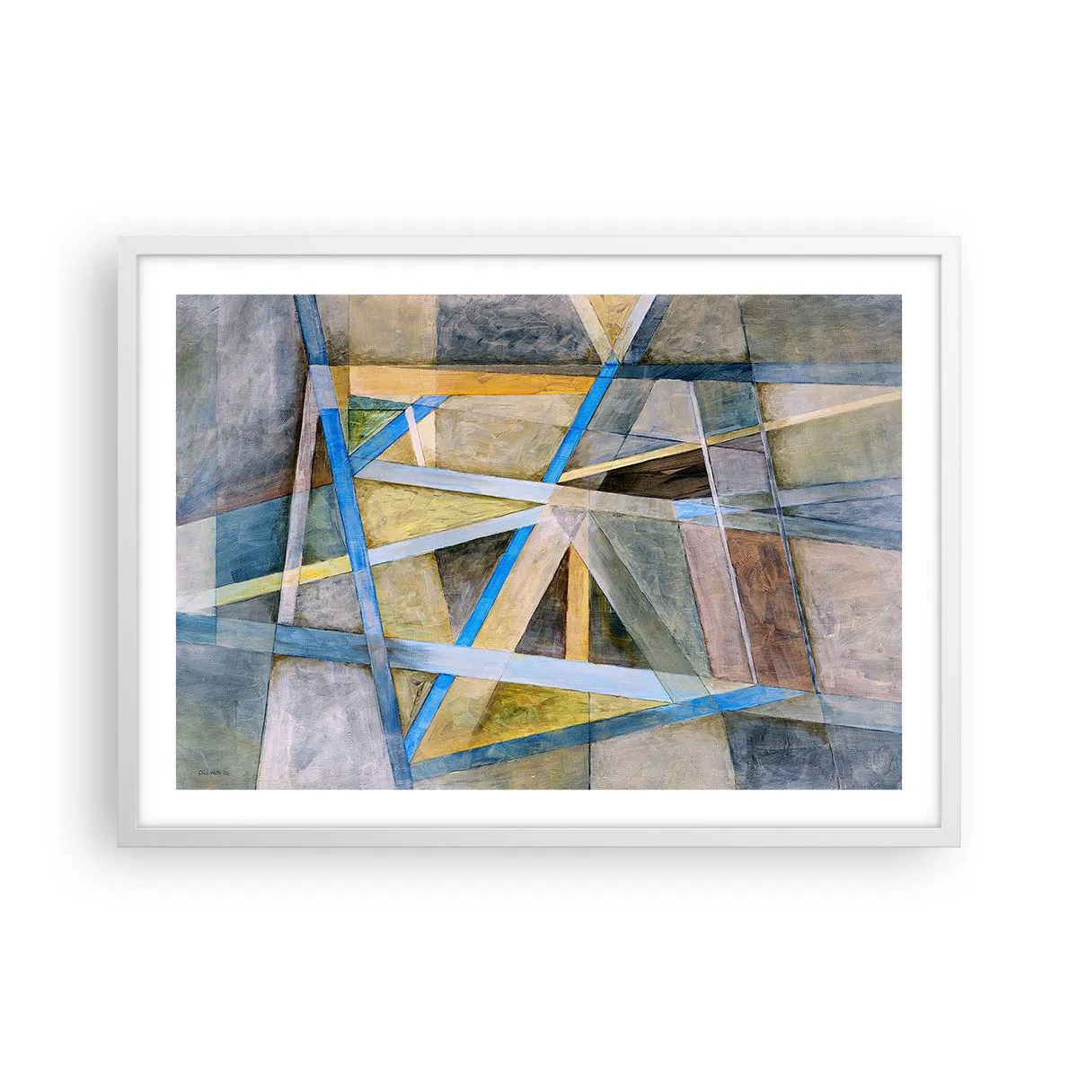 Plakat i hvid ramme - Lige eller skråt? - 70x50 cm