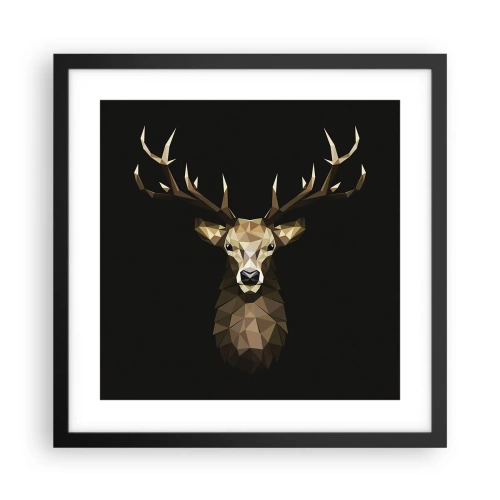 Plakat i sort ramme - Kubistisk hjort - 40x40 cm