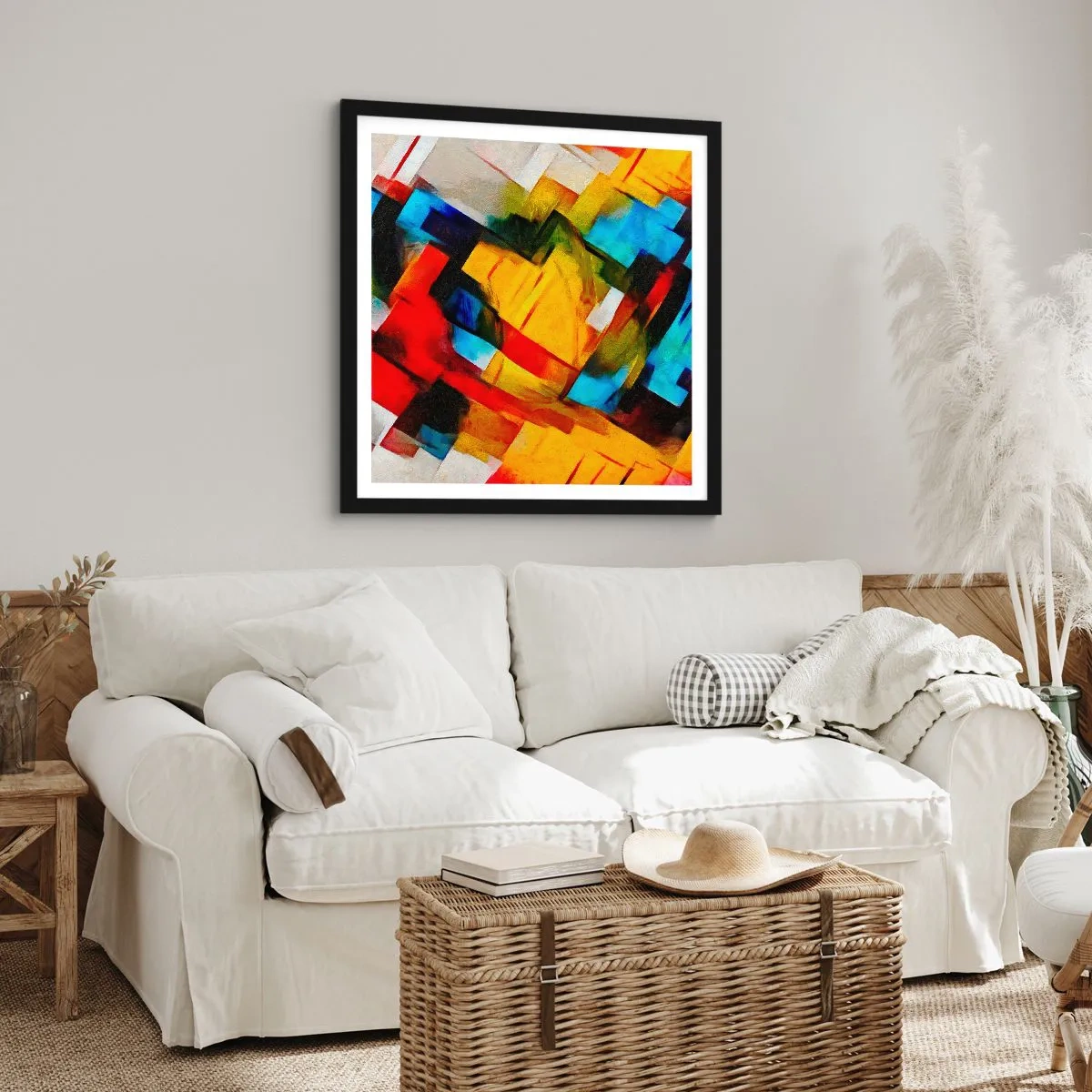 Plakat i sort ramme - Flerfarvet lagdeling - 50x50 cm