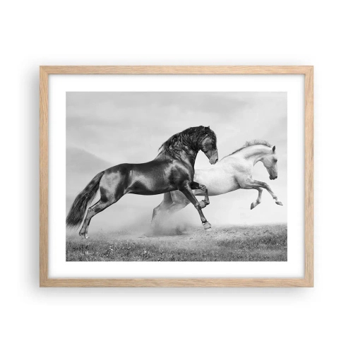Plakat i ramme af lyst egetræ - Engle og dæmoner - 50x40 cm