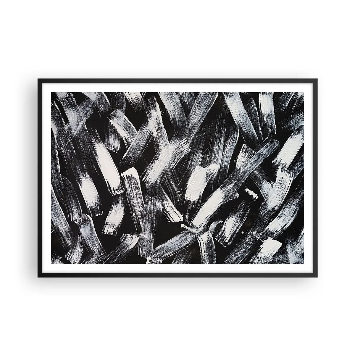 Plakat i sort ramme - Abstraktion i den industrielle ånd - 100x70 cm