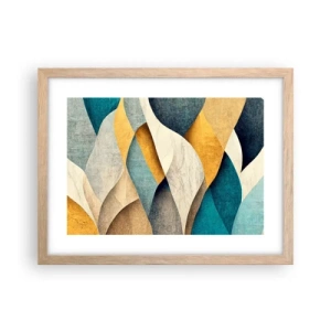 Plakat i ramme af lyst egetræ - Rytme og bølger - 40x30 cm