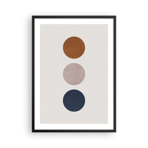 Plakat i sort ramme - Minimalistiske cirkler i varme nuancer på en lys baggrund - 50x70cm - Et symbol på perfektion - Moderne vægdekoration til stue og soveværelse ARTTOR