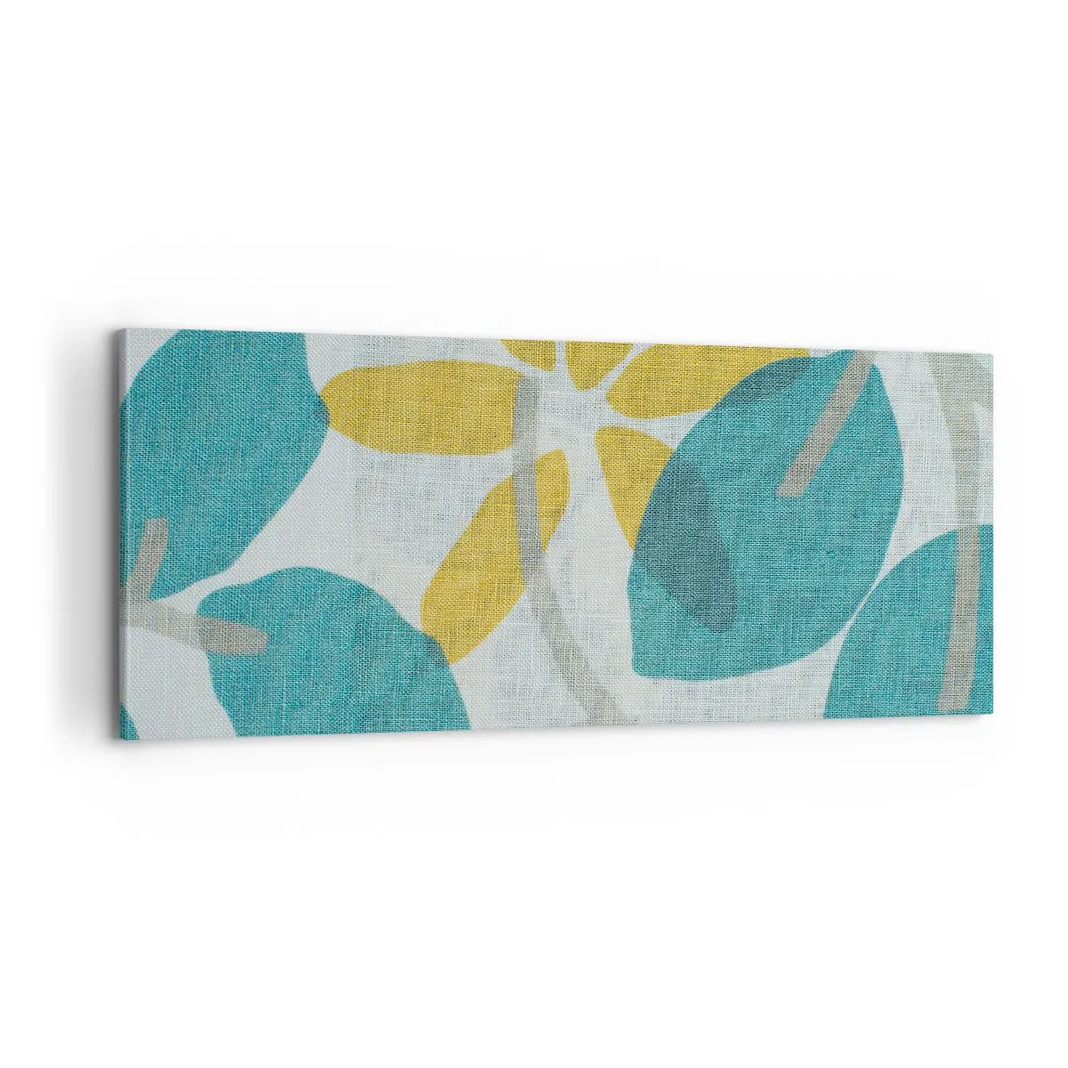 Lærredstryk - Billede på lærred - Blandt azurblå blade - 100x40 cm