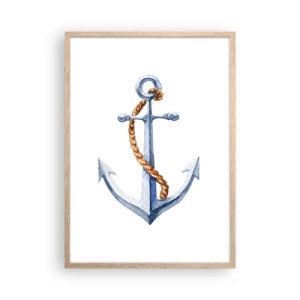 Plakat i ramme af lyst egetræ - Ahoj eventyr! - 50x70 cm