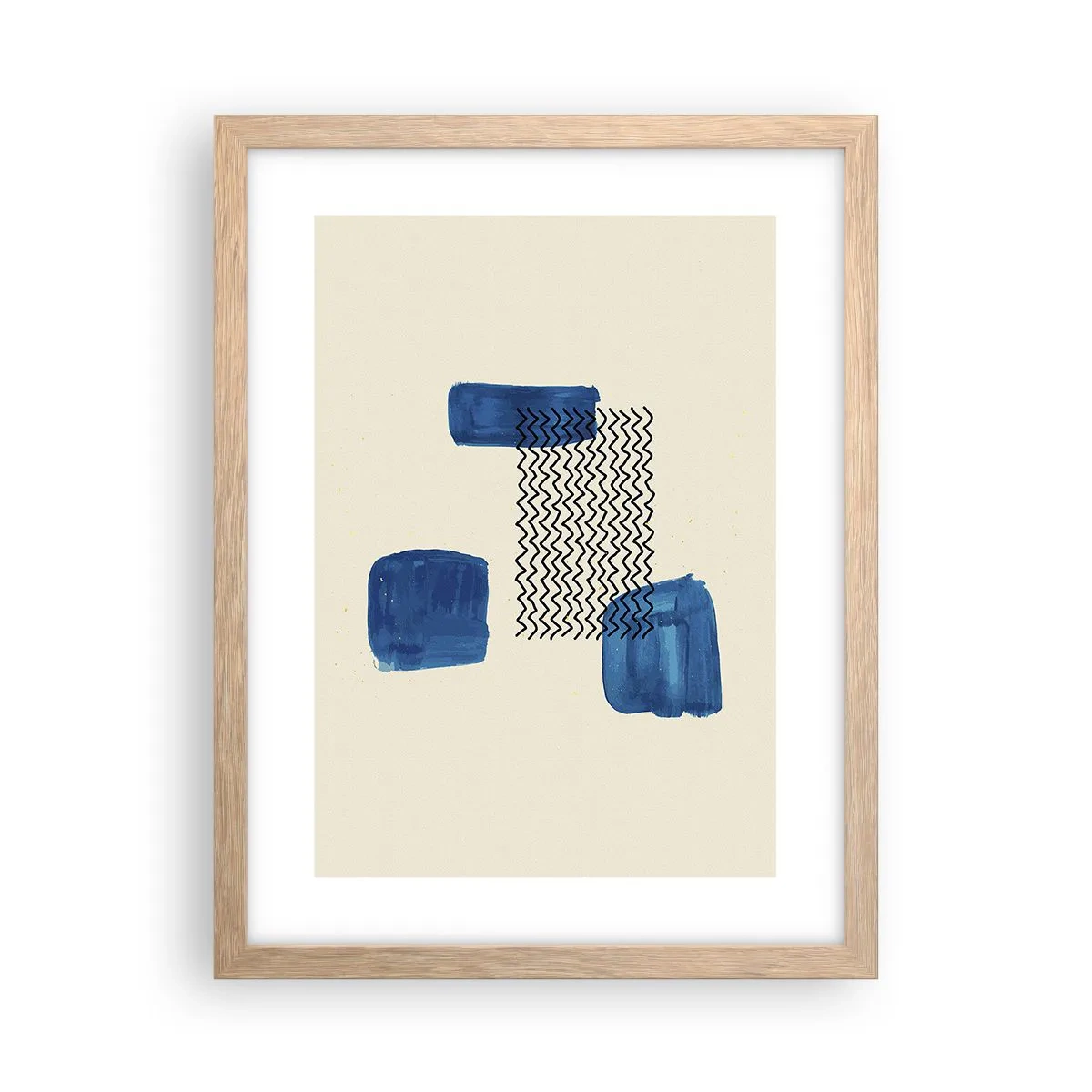 Plakat i ramme af lyst egetræ - Abstrakt kvartet - 30x40 cm