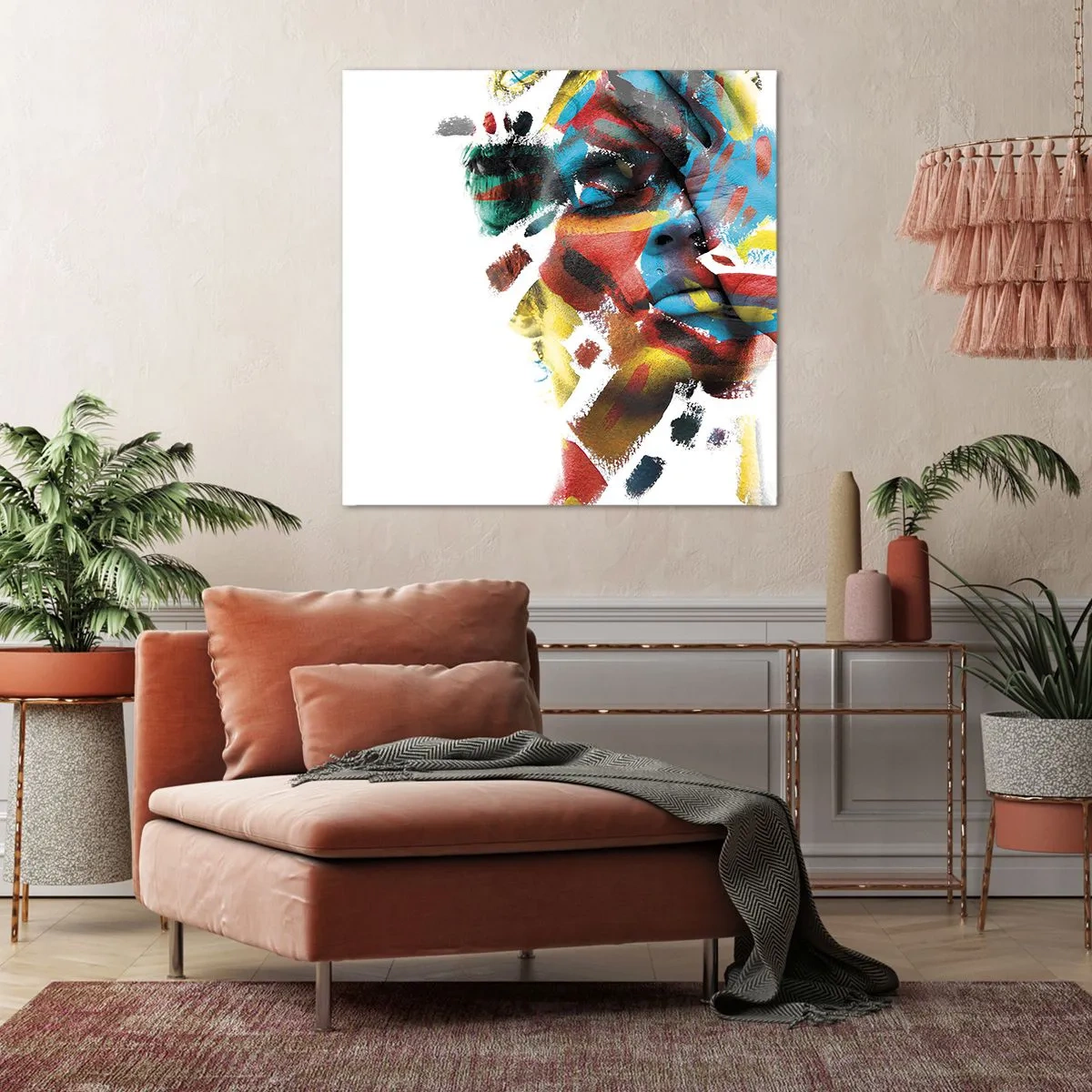 Lærredstryk - Billede på lærred - Farverig personlighed - 70x70 cm