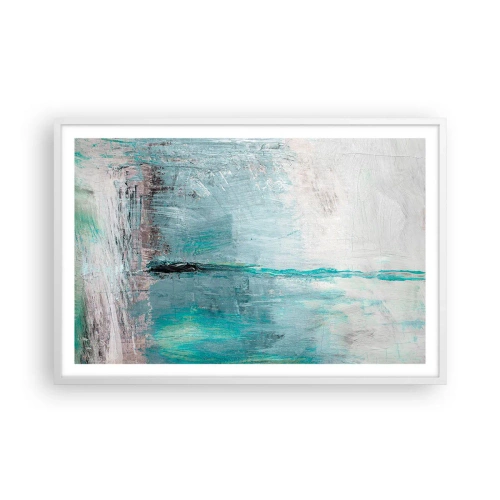 Plakat i hvid ramme - Horisontalt med blå farve - 91x61 cm