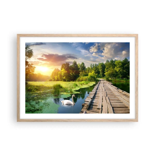 Plakat i ramme af lyst egetræ - Sommer, sommer overalt - 70x50 cm