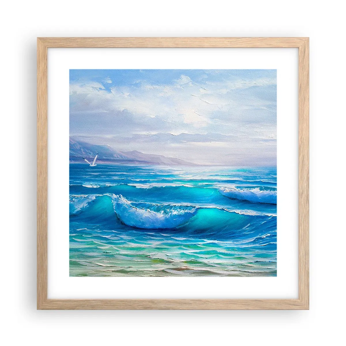 Plakat i ramme af lyst egetræ - Giver trøst - 40x40 cm