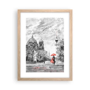 Plakat i ramme af lyst egetræ - Møde i Berlin - 30x40 cm