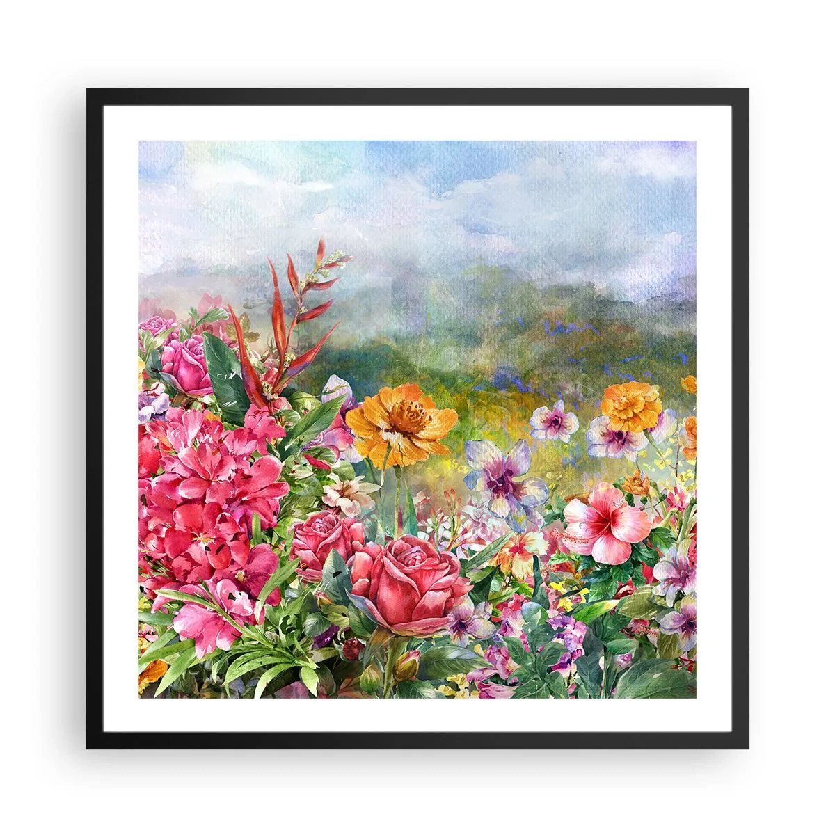 Plakat i sort ramme - En have, der er gået amok - 60x60 cm