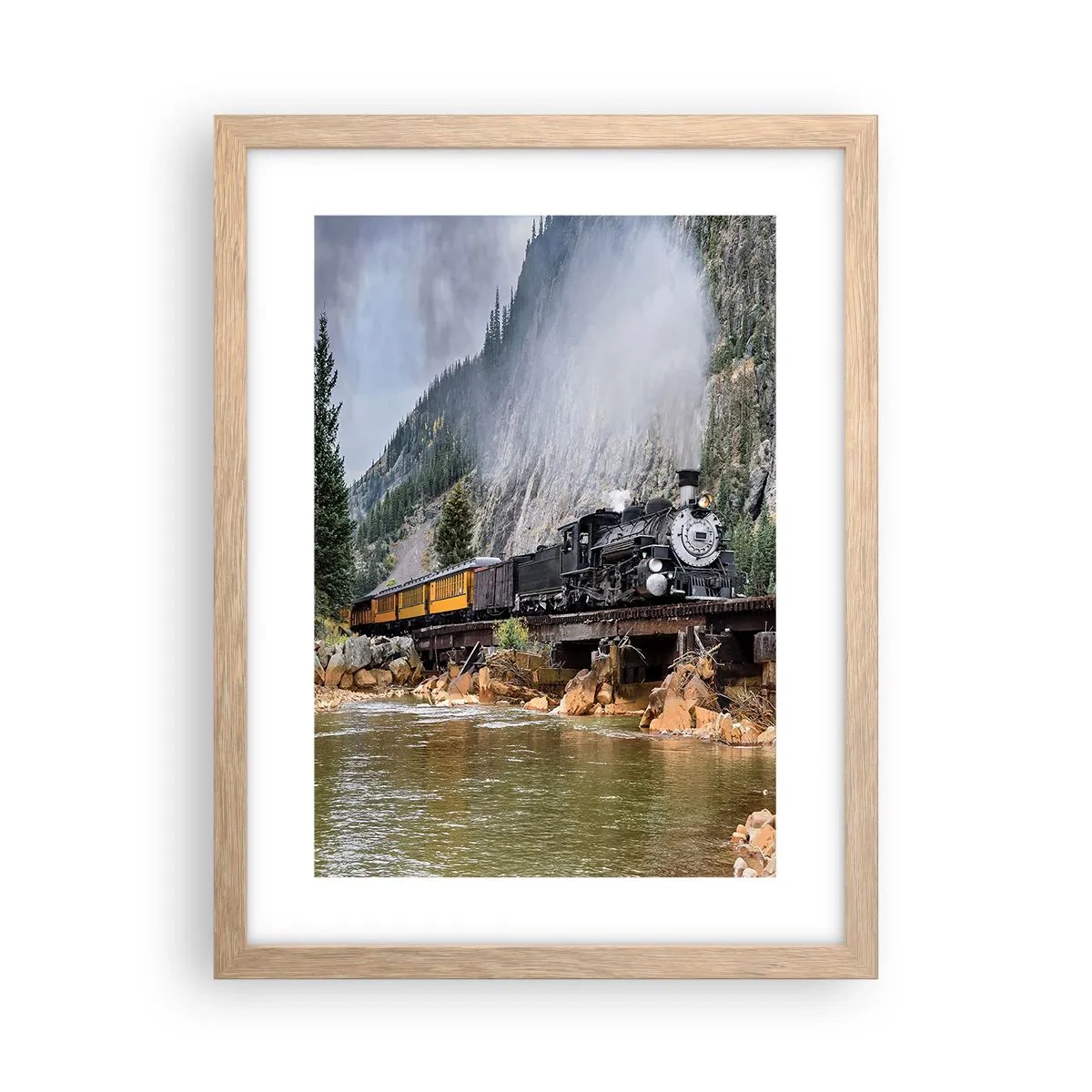 Plakat i ramme af lyst egetræ - Og hvorhen? Hvorhen? - 30x40 cm