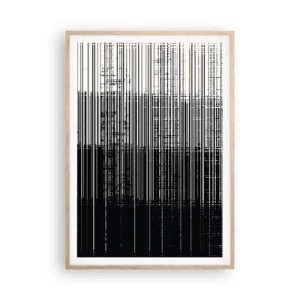 Plakat i ramme af lyst egetræ - Bølger og vibrationer - 70x100 cm