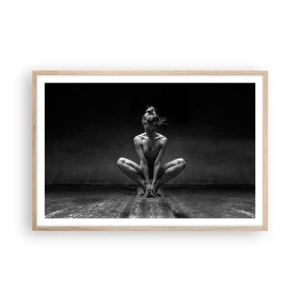 Plakat i ramme af lyst egetræ - Fokuseret danseenergi - 91x61 cm