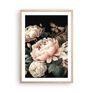 Plakat i ramme af lyst egetræ - I barok stil - 50x70 cm