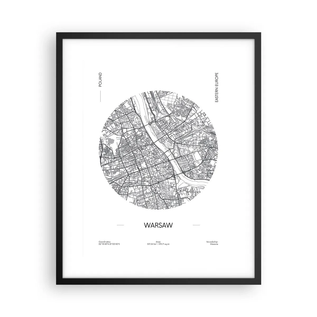 Plakat i sort ramme - Warszawas anatomi - 40x50 cm