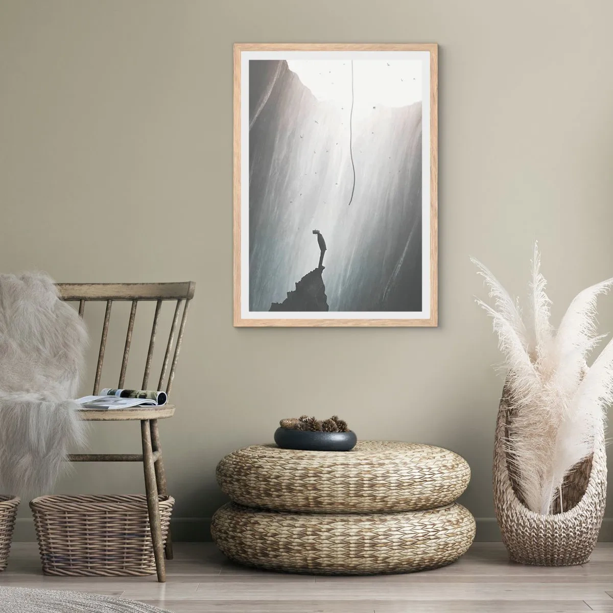 Plakat i ramme af lyst egetræ - Der er altid en vej ud - 50x70 cm