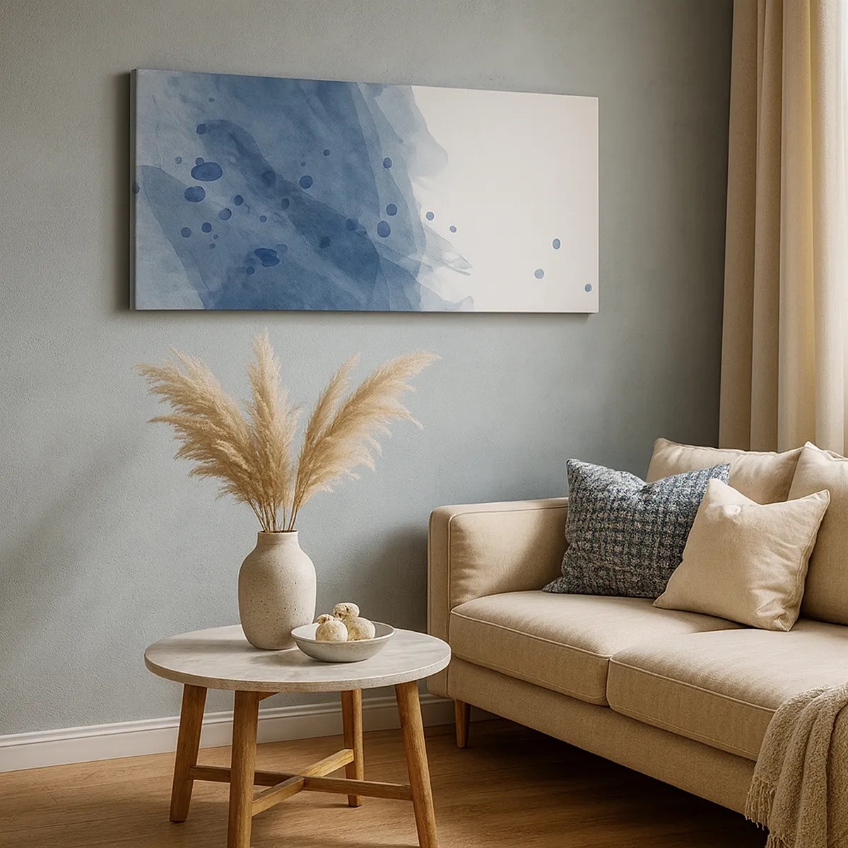 Lærredstryk - Billede på lærred - Blå tyl - 30x30 cm