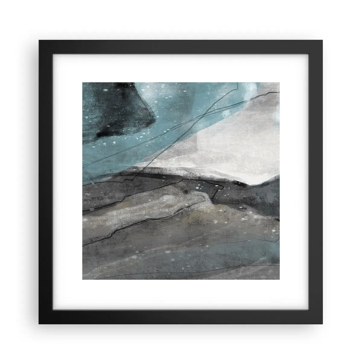 Plakat i sort ramme - Abstraktion: klipper og is - 30x30 cm