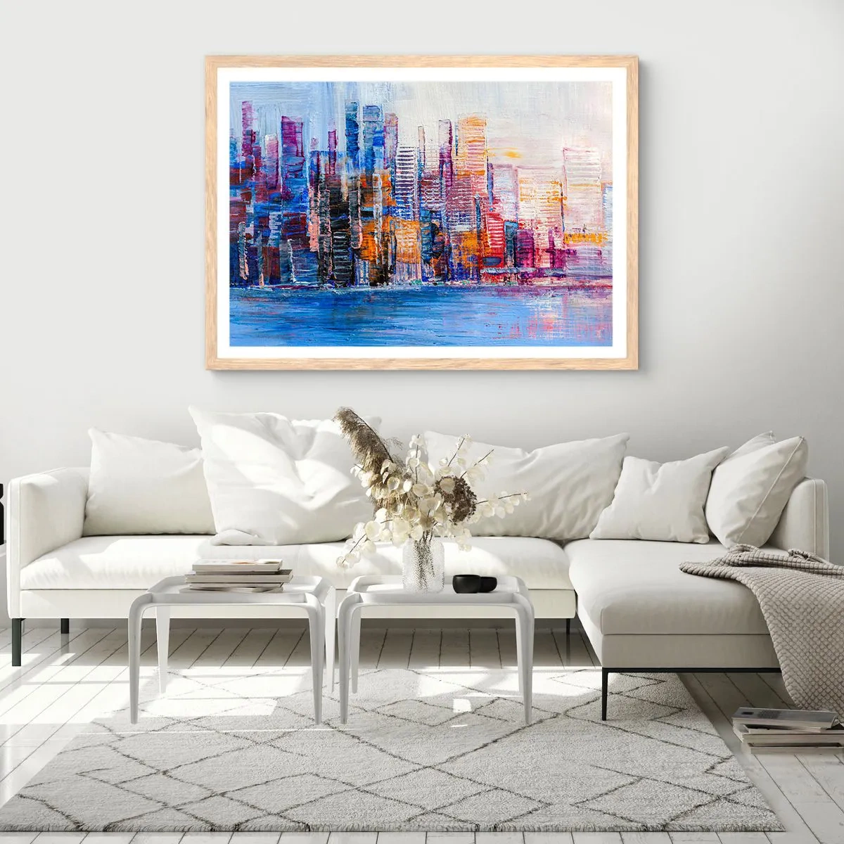 Plakat i ramme af lyst egetræ - En glad metropol - 70x50 cm