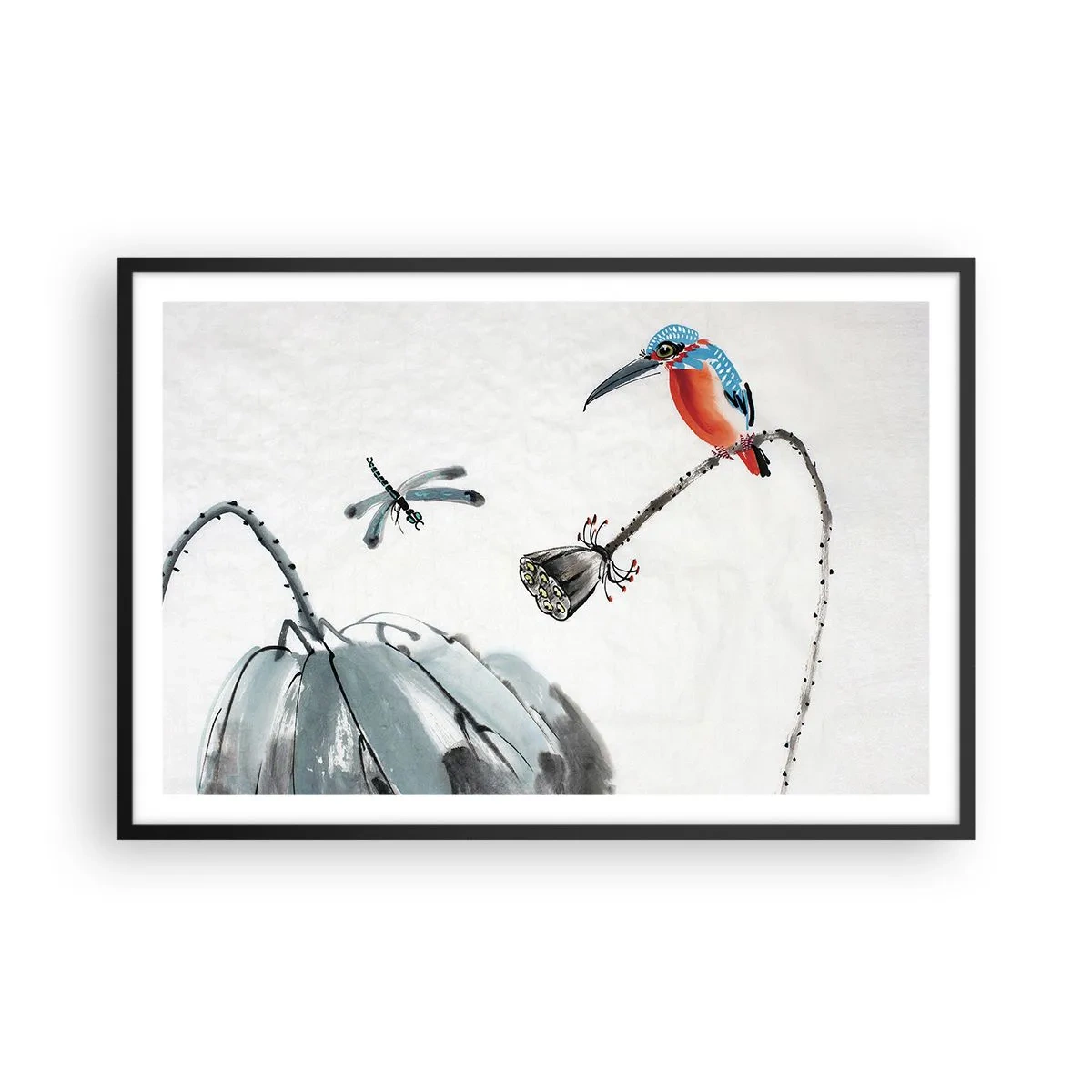Plakat i sort ramme - Engenes liv - 91x61 cm
