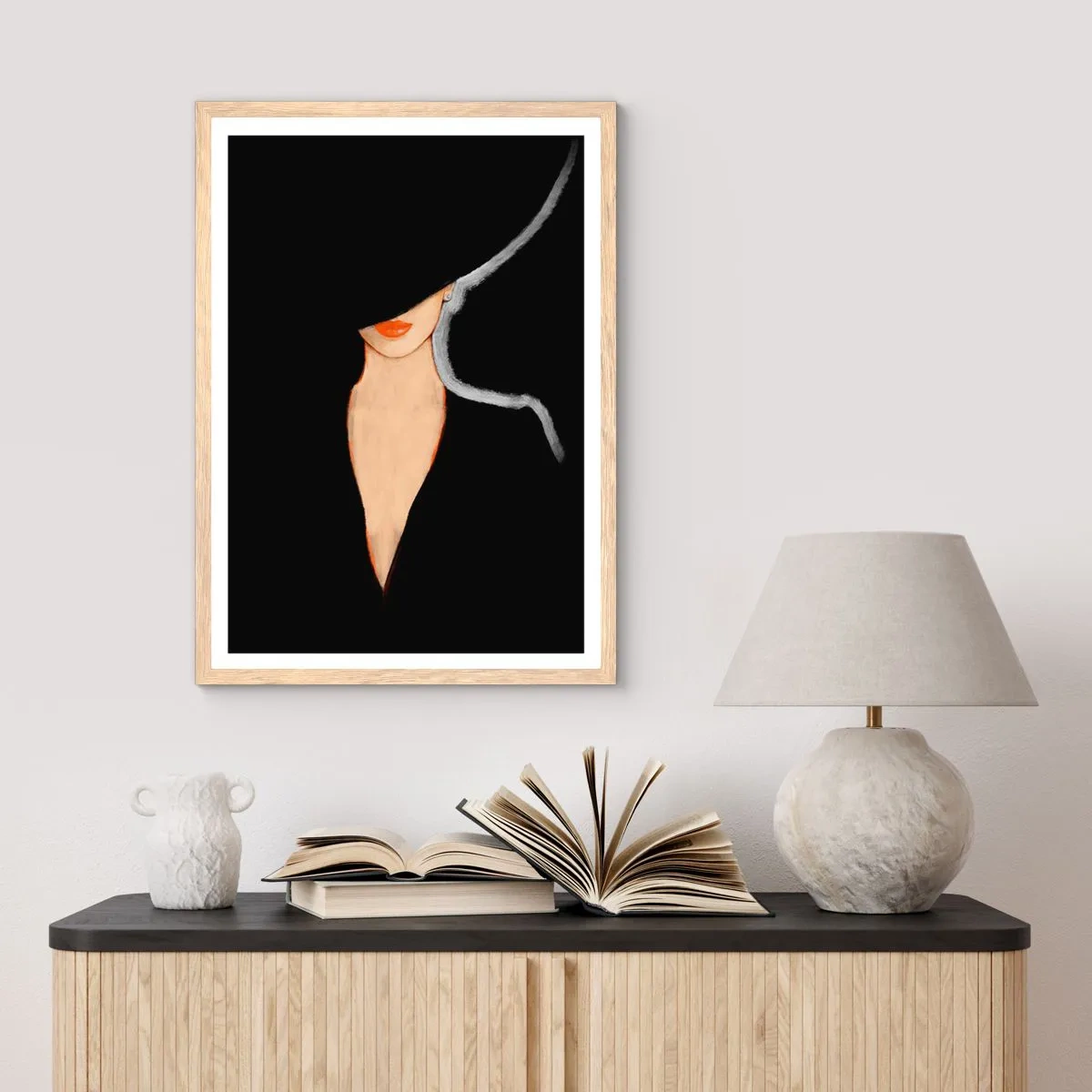 Plakat i ramme af lyst egetræ - Elegance og stil - 70x100 cm