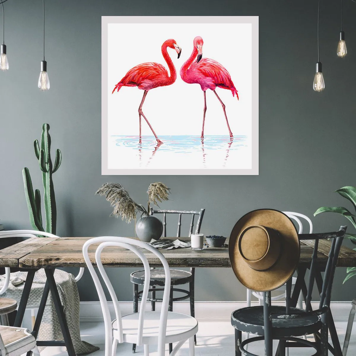 Plakat - Lyserødt randez-vous - 40x40 cm