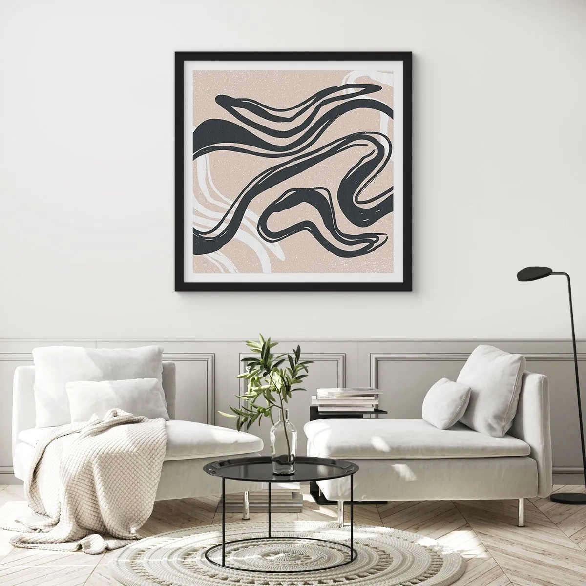 Plakat i sort ramme - Multipliceret udtryk - 40x40 cm